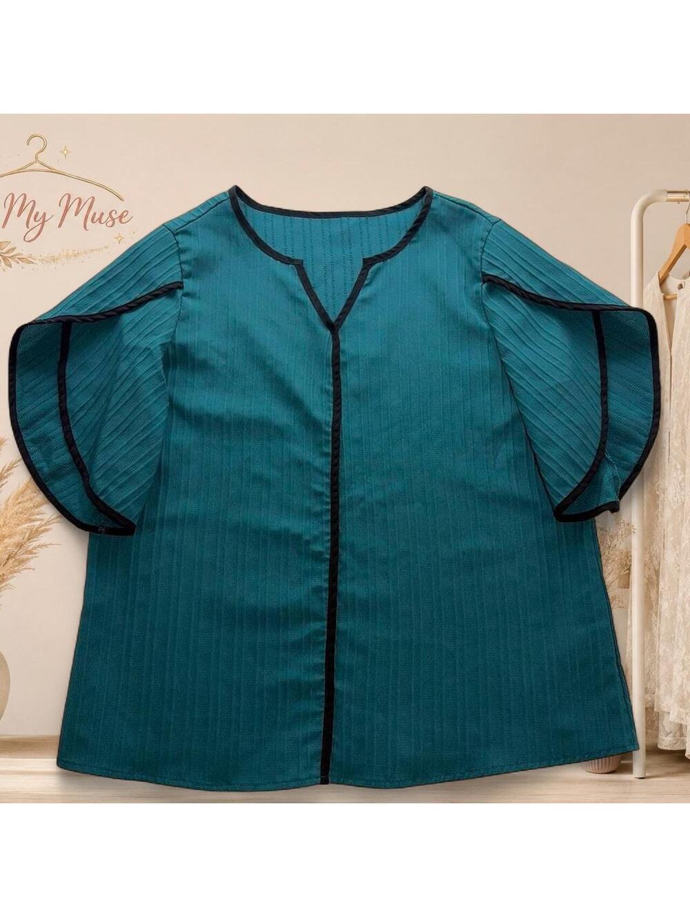 SHEIN Women's Green and Blue Blous